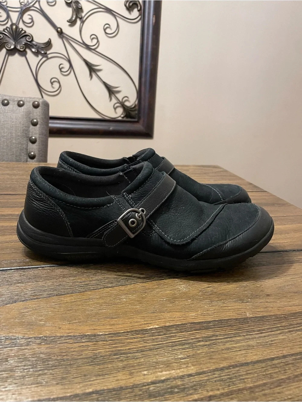 Merrell Dassie Buckle Black Leather Slip On Comfort Shoes J69078 Women’s 10 Boho